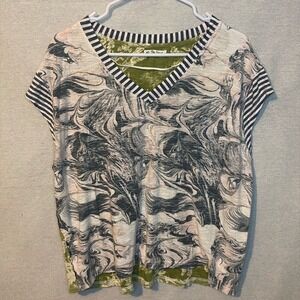 We The Free Paradise City Womens Top XS Mixed Print Cotton Modal Oversized‎